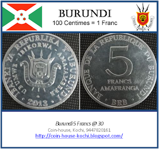 Burundi 5 Francs @ 30