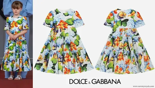 Princess Gabriella wore Dolce & Gabbana Long Hydrangea-print Poplin Dress