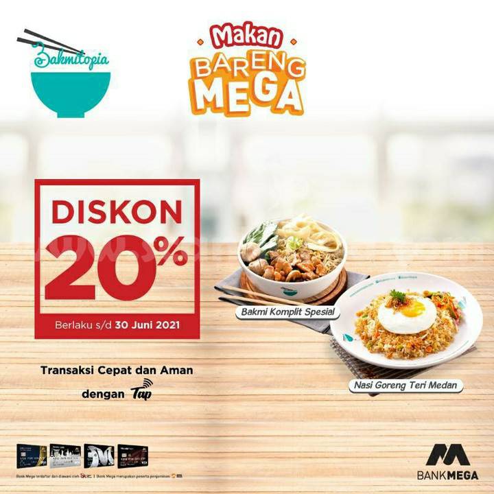 BAKMITOPIA Promo Diskon 20% dengan kartu kredit BANK MEGA