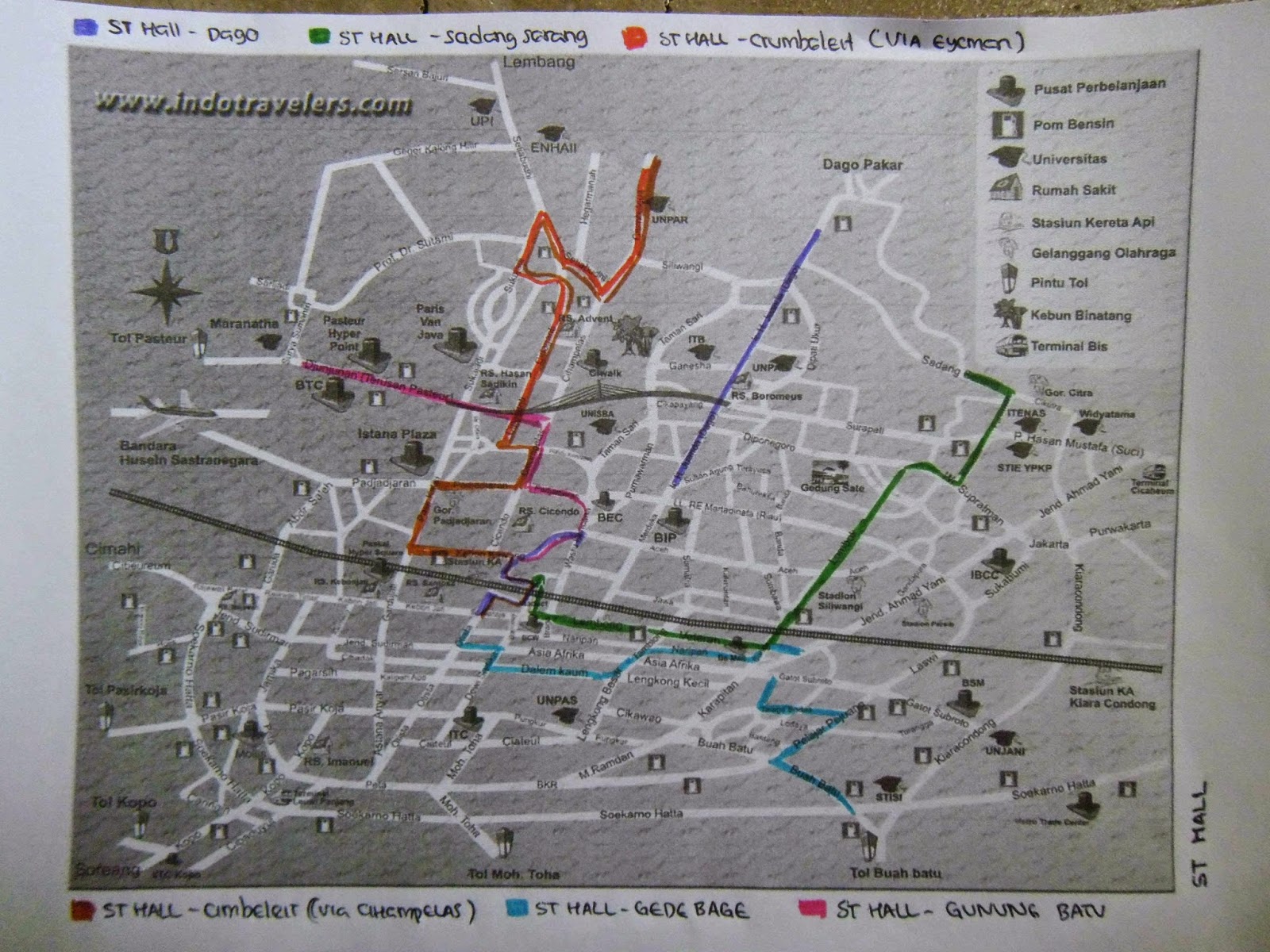 Rute Angkutan Kota Kota Bandung Ledeng Cicaheum Kalapa ST Hall