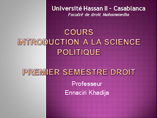 MODULE: Introduction à la science politiqueProfesseur: KHADIJA ENNACIRIFilière: Droit FrançaisSemestre 1