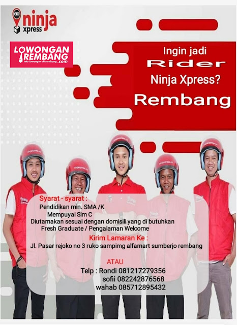 Lowongan Kerja Pegawai Kurir Rider Ekspedisi Ninja Xpress Rembang