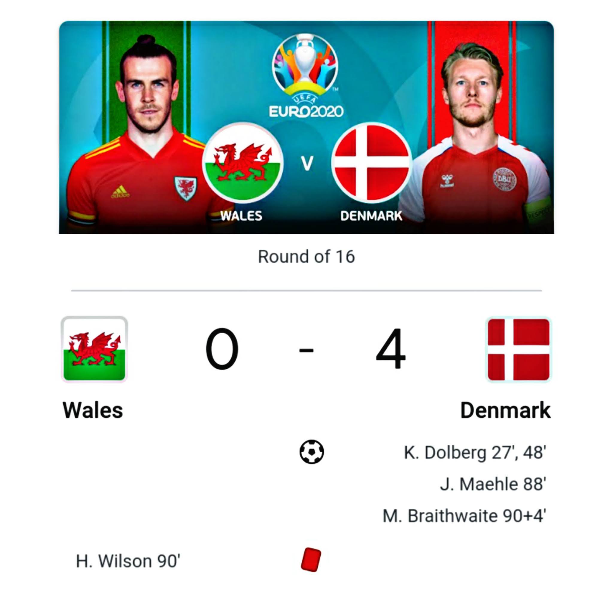 Euro Round 16 Wales Vs Denmark Match Result Denmark Beat Wales By 4 0 Sports News z