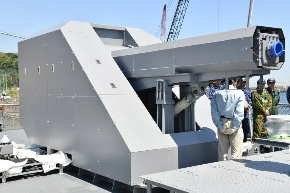 Japan's electromagnetic railgun displayed at DSEI Japan 2025