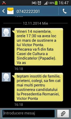 iohannis ponta spam sms