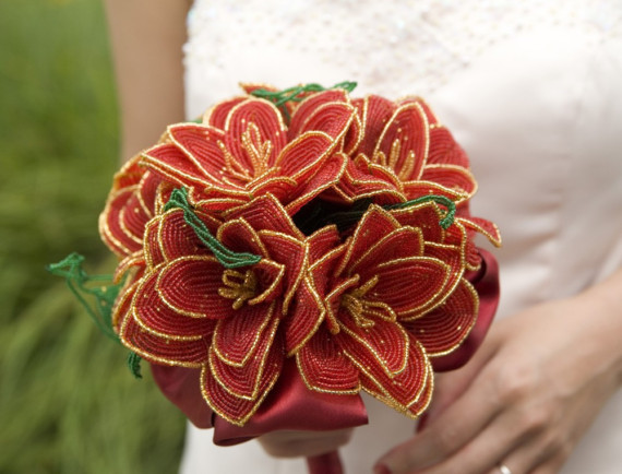  how much work has gone into her gorgeous French beaded bridal bouquets