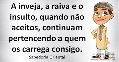 A inveja, a raiva e o insulto, quando não aceitos, continuam pertencendo a quem os carrega consigo. Sabedoria Oriental