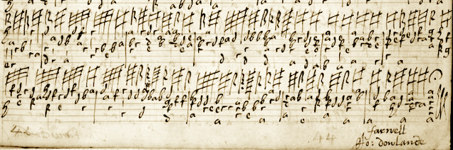 Image of Matthew Holmes' MS of the lute original of Dowland's Farwell