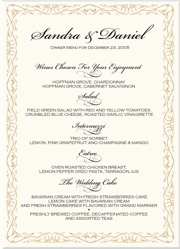 Wedding Menu Card Wording What to Include in Your Wedding Menu Photo