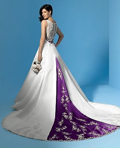 Pastel Purple Sash Long and flowing wedding dress 