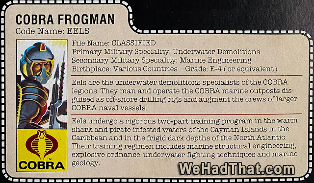 GI Joe: Cobra Eels file card