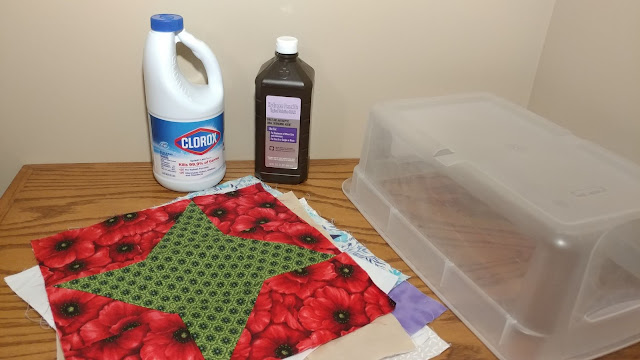 Preparing to bleach and dye quilt blocks