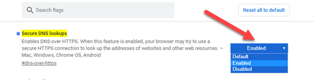 secure dns lookups chrome