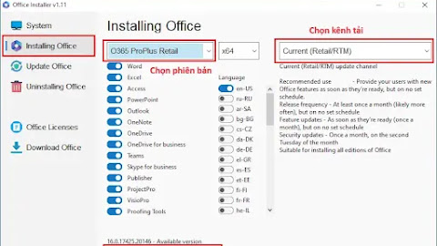 Download Office Installer by Ratiborus - Cài đặt và kích hoạt Office