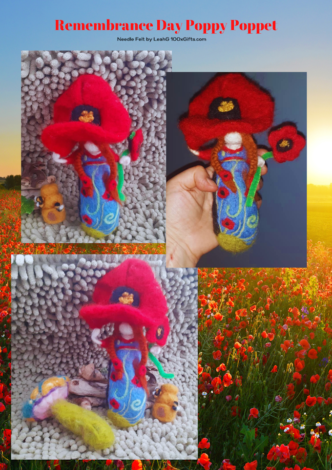 Remembrance Day Poppy Poppet - Spirit Doll - needlefelt