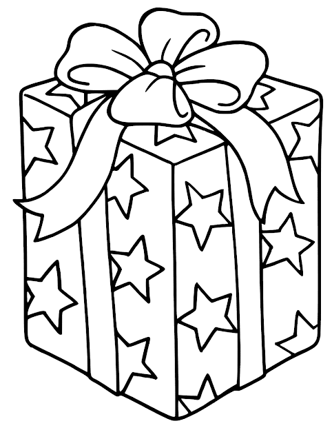 easy Christmas present coloring pages 2