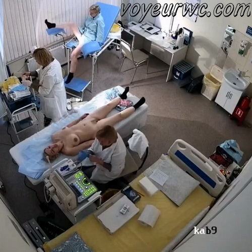 Women at the doctor's appointment for ultrasound the pelvis via the transvaginal approach (Vaginal and Breast Ultrasound SpyCam 133-136)