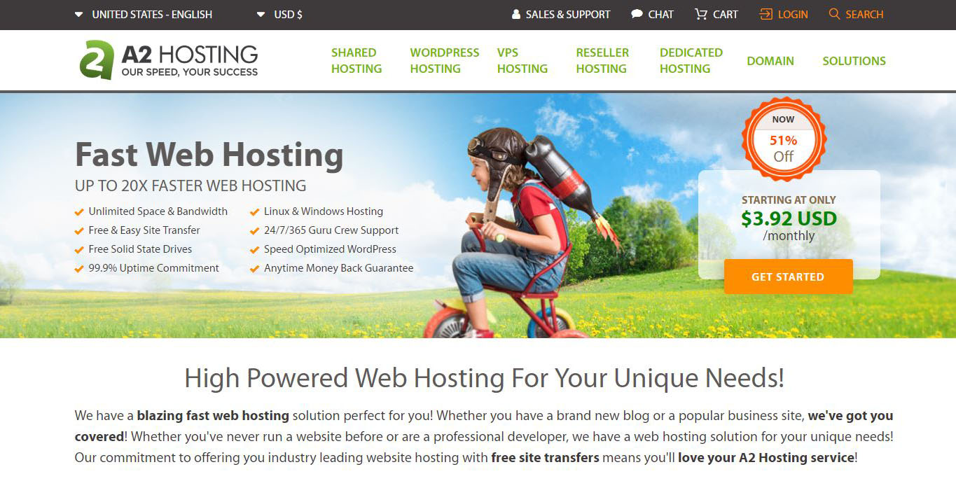 A2 Hosting: 20X Faster Website Hosting 