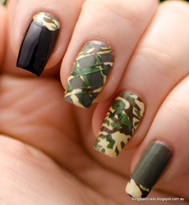 OMG Nail Polish Strips Camouflage manicure