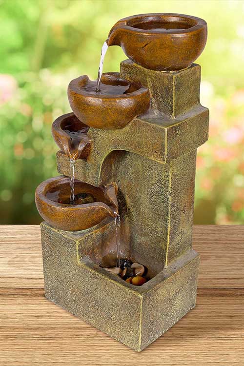 4-Tier Pouring Pots Outdoor Water Fountain for Garden