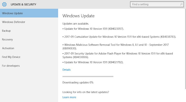 Windows 10 updating