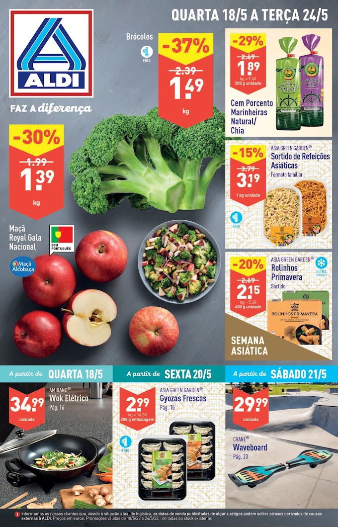 Folheto ALDI - "Faz a Diferença" com preços válidos de 18 a 24 de maio