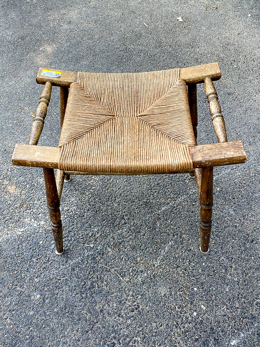 antique rush saddle stool before