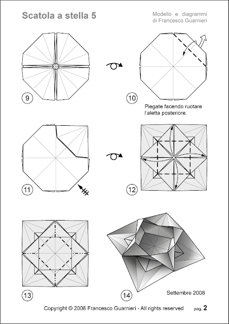 Origami diagrams, pag. 2: Scatola a stella 5 – Star box 5 © by Francesco Guarnieri