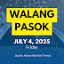 No Classes on July 4, 2025 Due to Heavy Rainfall Threat