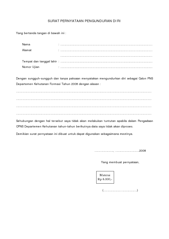 Contoh Surat Pernyataan Resmi Yang Benar