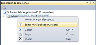 Menú contextual > Editar proyecto