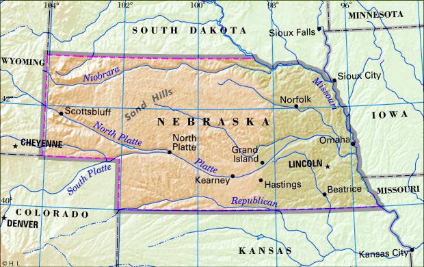 map of nebraska with cities. Antique maps of Nebraska show