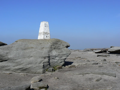 The trig point on Kinder Low, one of three trig points on the Kinder plateau