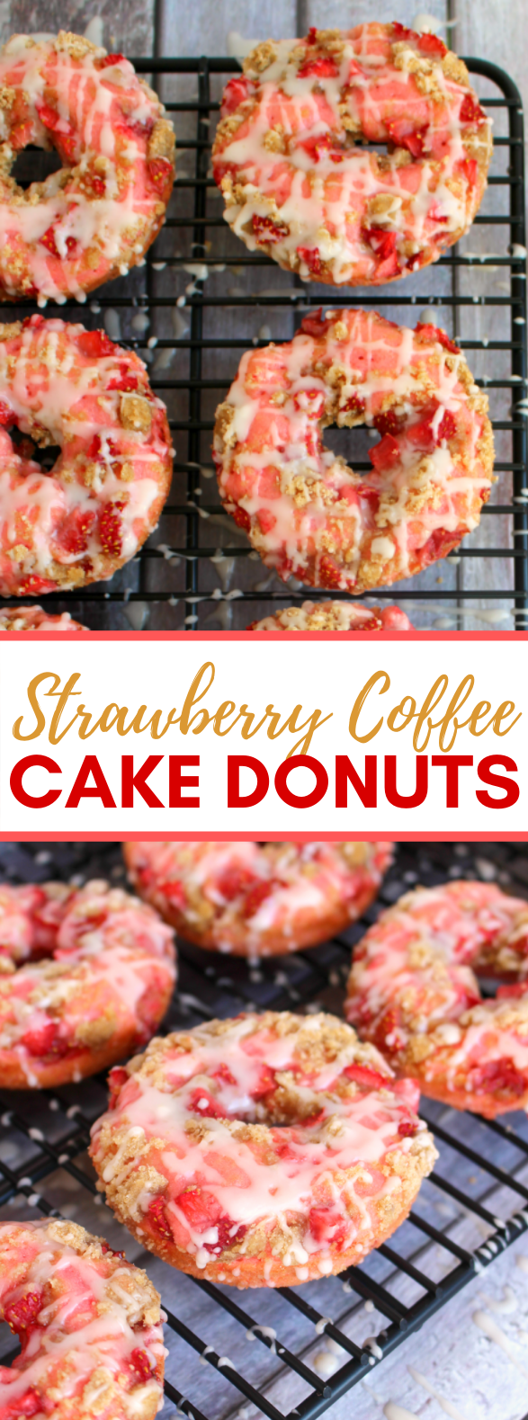 Strawberry Coffee Cake Donuts #desserts #sweets