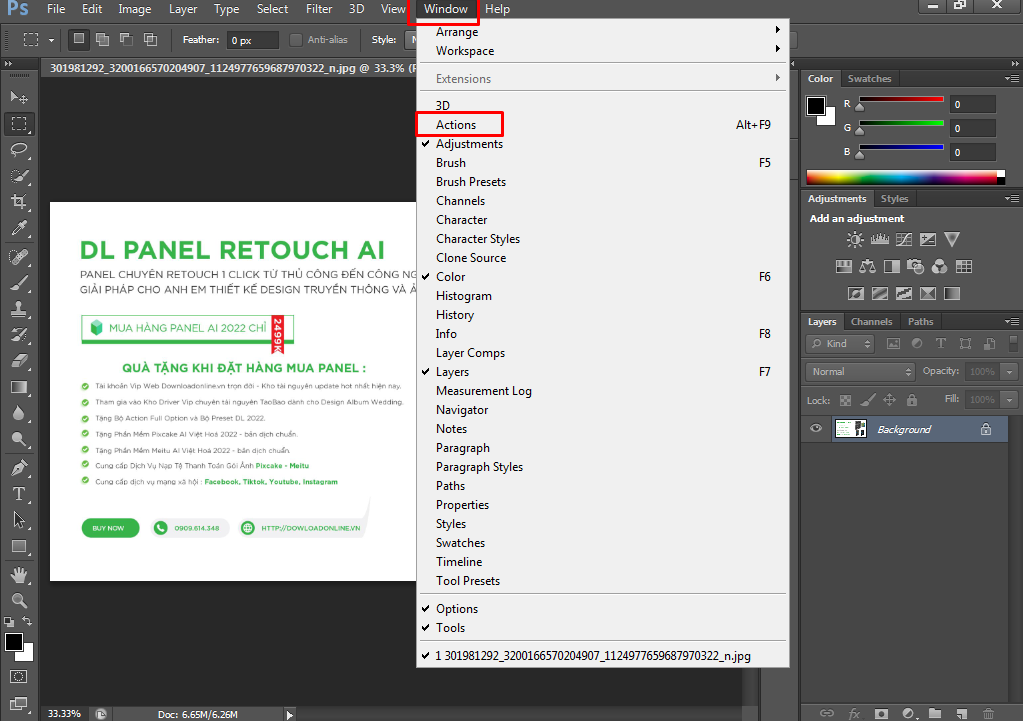 Hướng dẫn sử dụng Action trong photoshop
