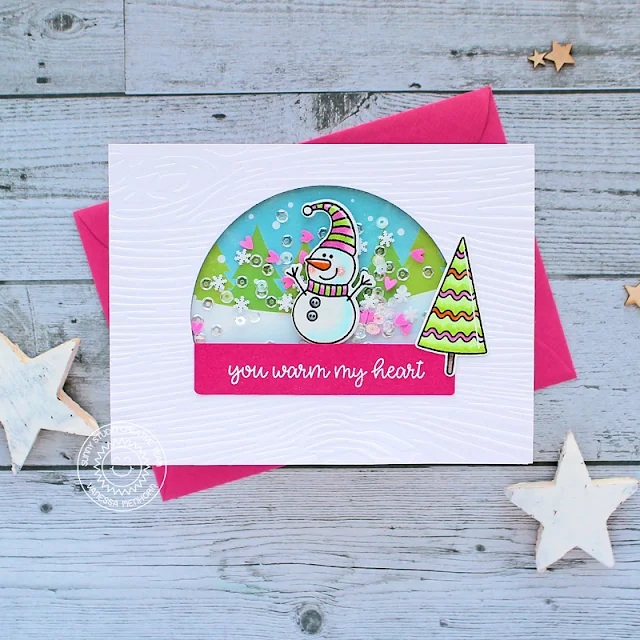 Sunny Studio Stamps: Feeling Frosty Sweet Treats Gift Bag Dies Christmas Themed Shaker Card by Vanessa Menhorn