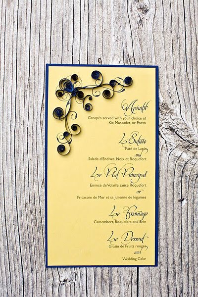 Wedding Menu Card Templates Free on Rachel Designed Lovely French Inspired Menu Cards And Enhanced Them