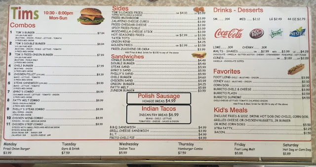 Tim's Drive Inn menu and prices