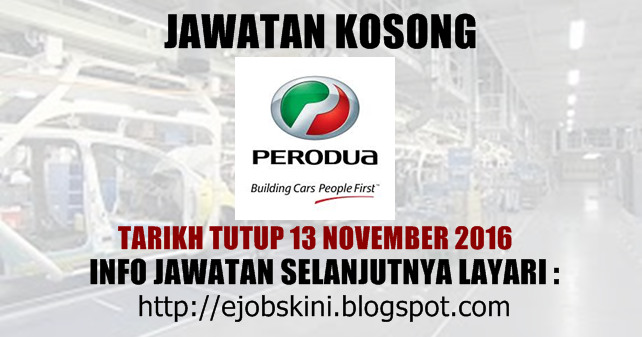 Jawatan Kosong Perodua Global Manufacturing Sdn Bhd - 13 