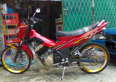 Modif Satria Fu Pelek emas Jari Jari Simple