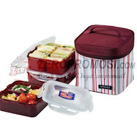 Lock & Lock HPL823dp Lunch Box Set with Purple Stripe Bag