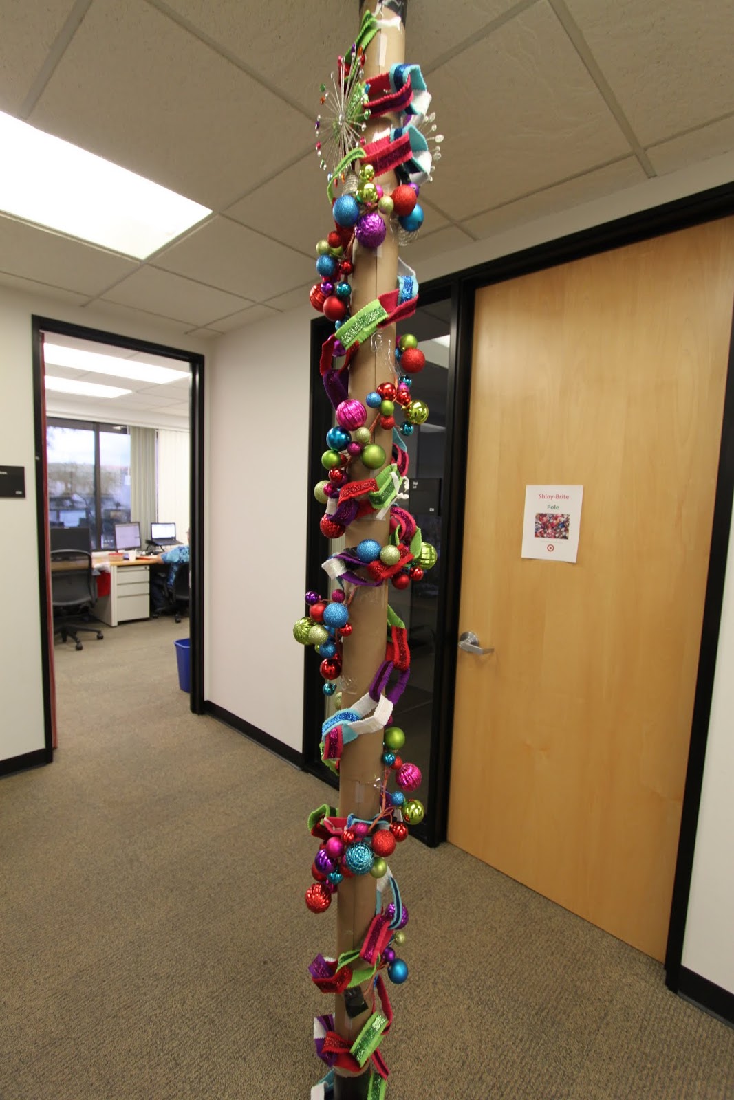 the office  holiday  pole decorating  contest  mid century 