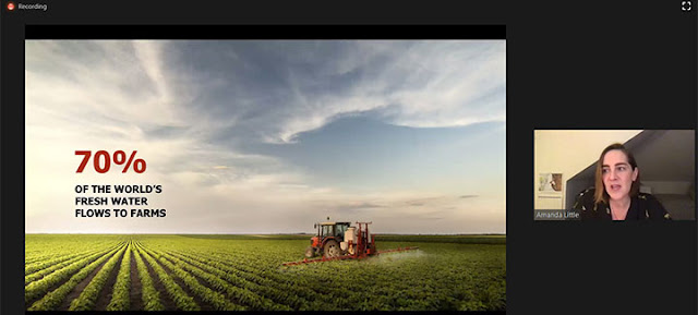 Amanda Little says 70% of the world's fresh water goes to farms (Source: Amanda Little, "The Fate of Food")