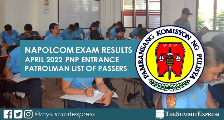 LIST OF PASSERS: PNP Entrance April 2022 NAPOLCOM exam result