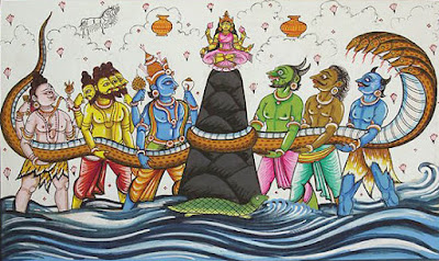 The generation of Vishnu’s Kumbha/Pot of Amrita, Rabi Behera, Exotic Indian Art