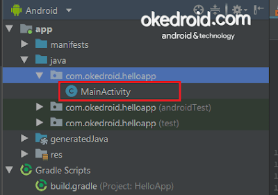  app > java > package > MainActivity.java di android studio