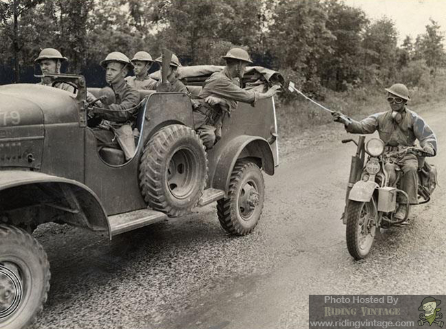 WWII Motorcycle  Training  Riding Vintage