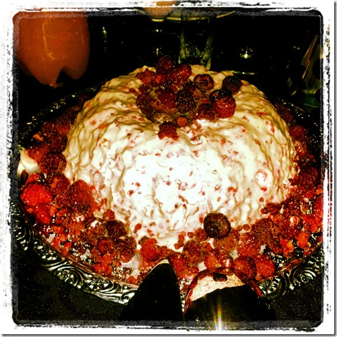Hallonmousse, dessert, hallon, festligt