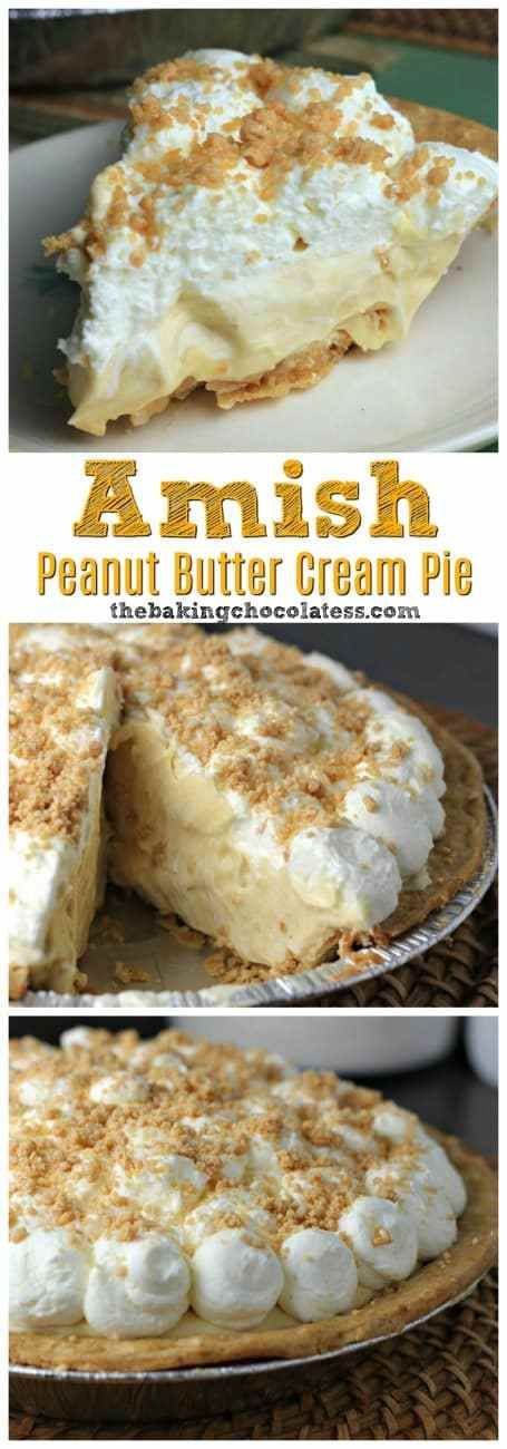 'Amish' is referred to as being plain, but there is nothing 'plain' about this creamy, dreamy Amish Peanut Butter Cream Pie! Perfectly delectable!