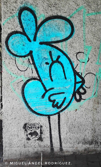 Grafito , azul, ave , pájaro , cresta, pico, arte urbano , 